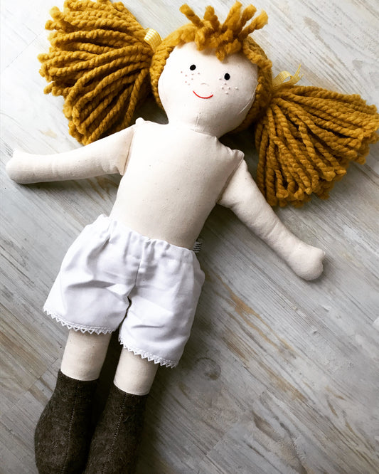 Handmade Rag Doll: Alice, Plain Legs