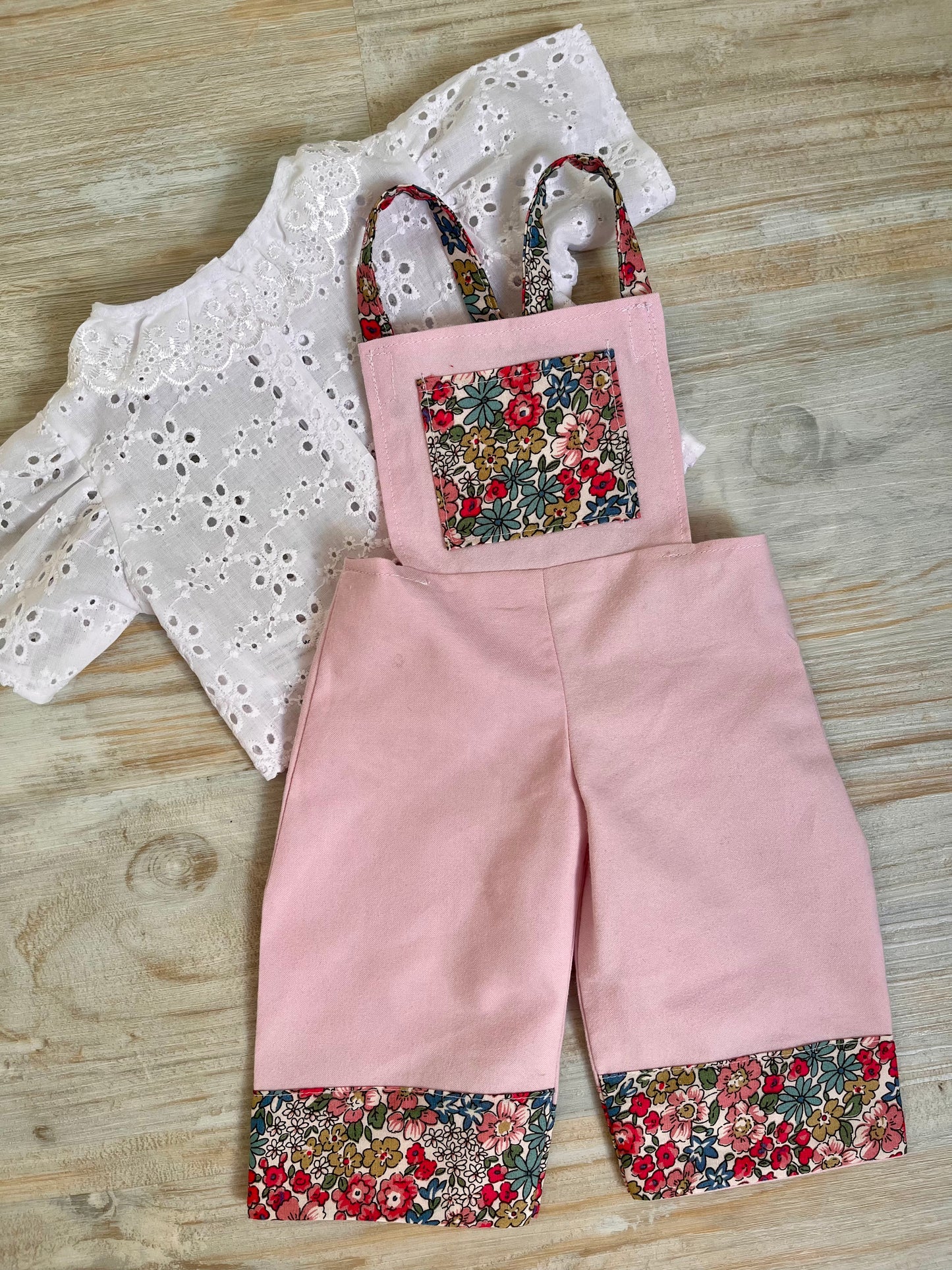 Doll Clothes, Dolls Dungarees and Blouse Set