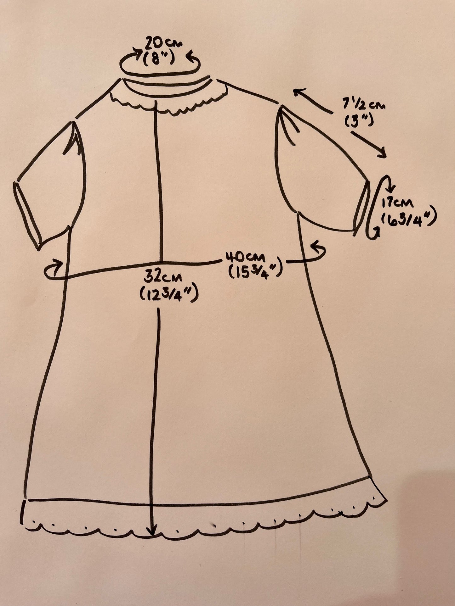 Dolls Clothes, Handmade Dolls Dress and Apron