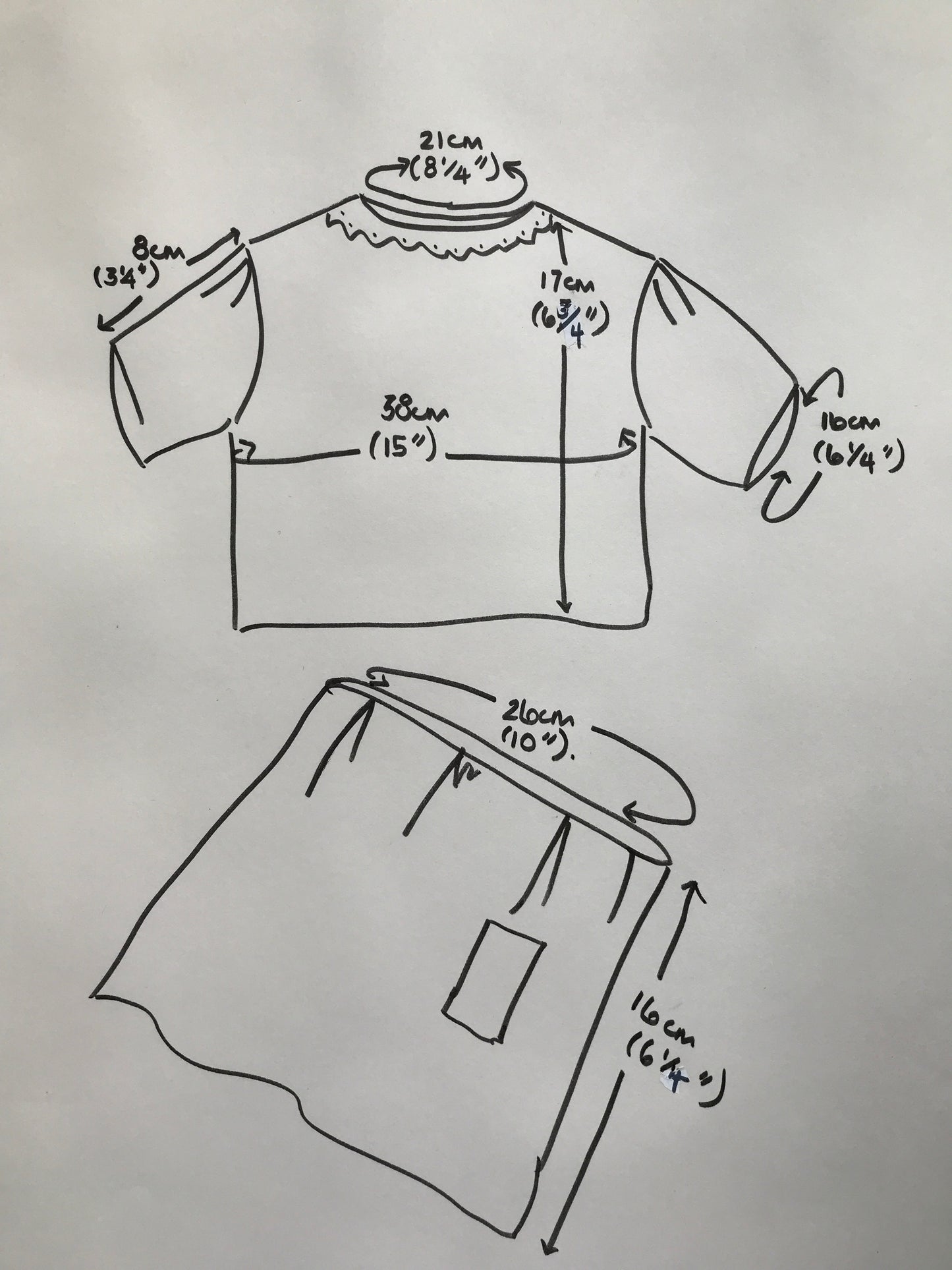 Dolls Clothes Skirt and Blouse Set