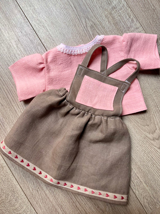 Dolls Bibbed Skirt and Blouse Set