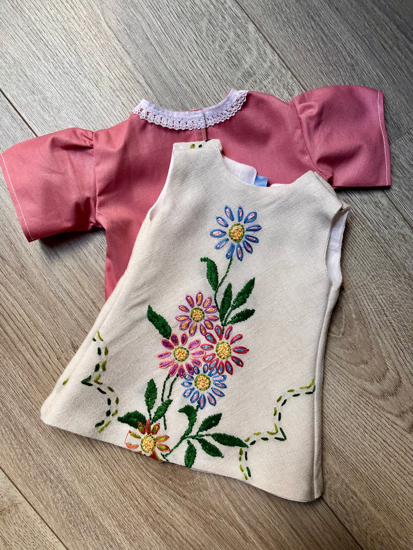 Dolls Pinafore and Blouse Set