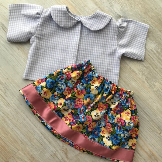 Dolls Clothes Skirt and Blouse Set