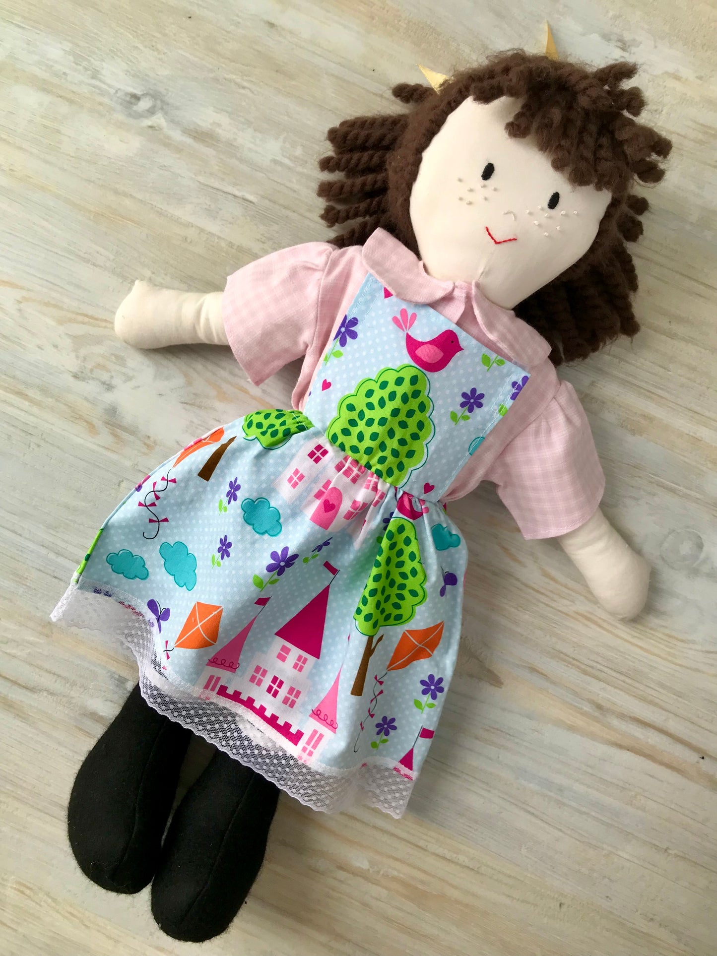 Doll Clothes, Bibbed Skirt and Blouse Set
