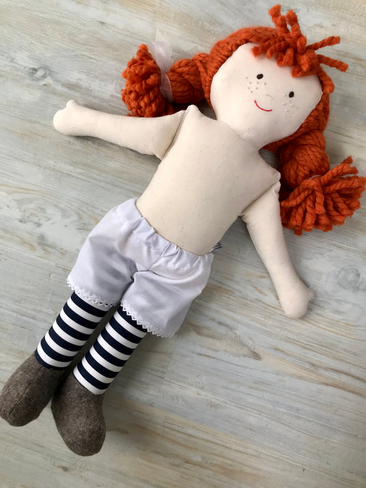 Handmade Rag Doll: Emily, Striped Legs