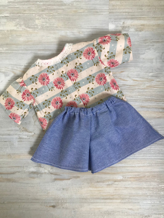 Doll Clothes, Doll Shorts & Blouse Set