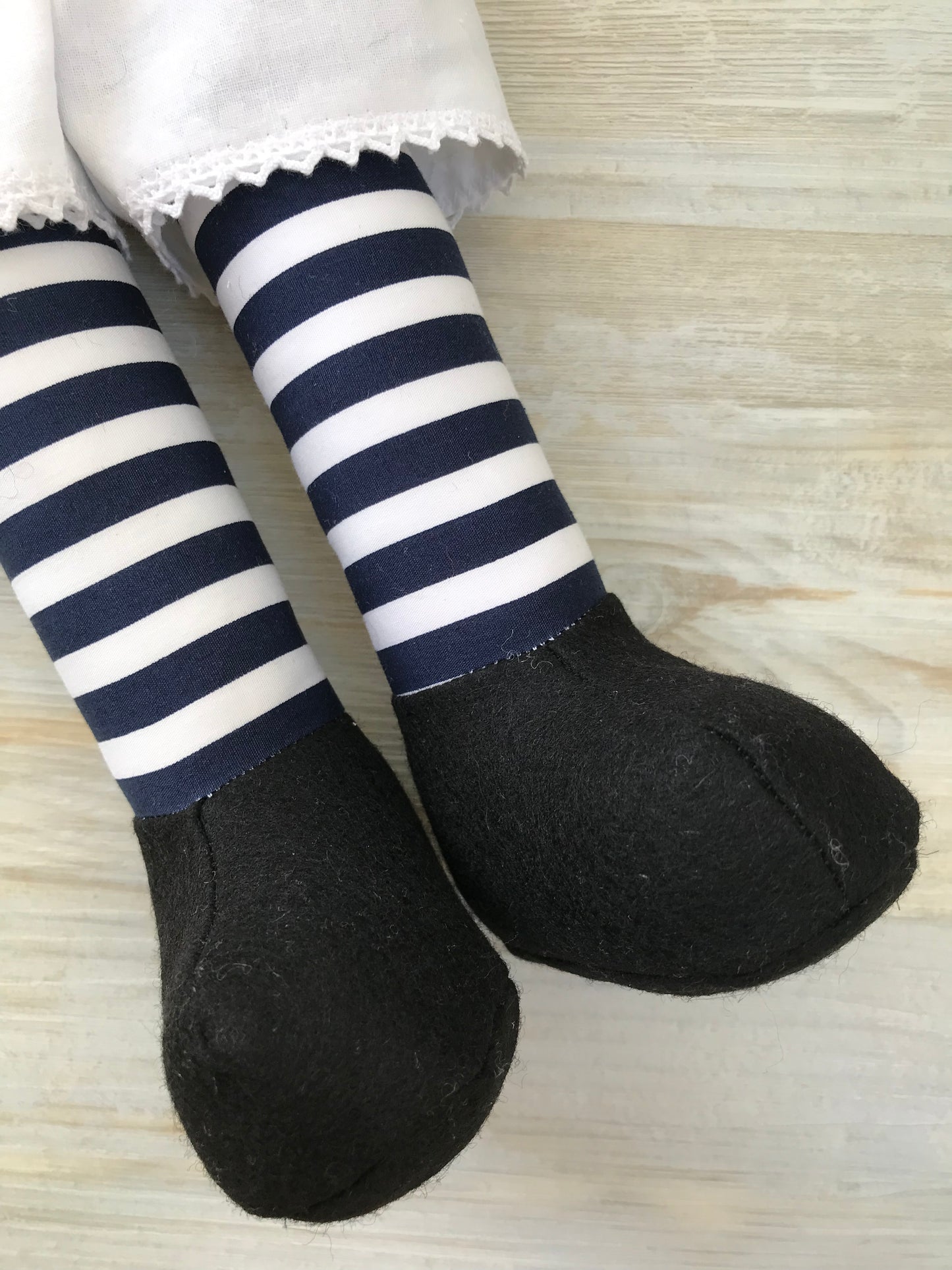 Handmade Rag Doll: Olivia, Striped Legs