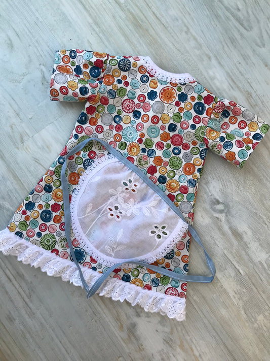 Dolls Clothes, Handmade Dolls Dress and Apron