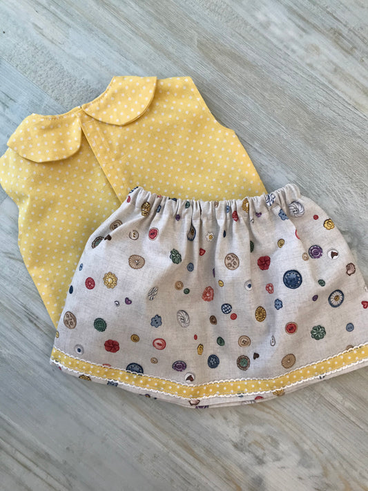 Dolls Clothes Skirt and Blouse Set