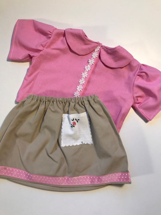 Dolls Clothes Skirt and Blouse Set