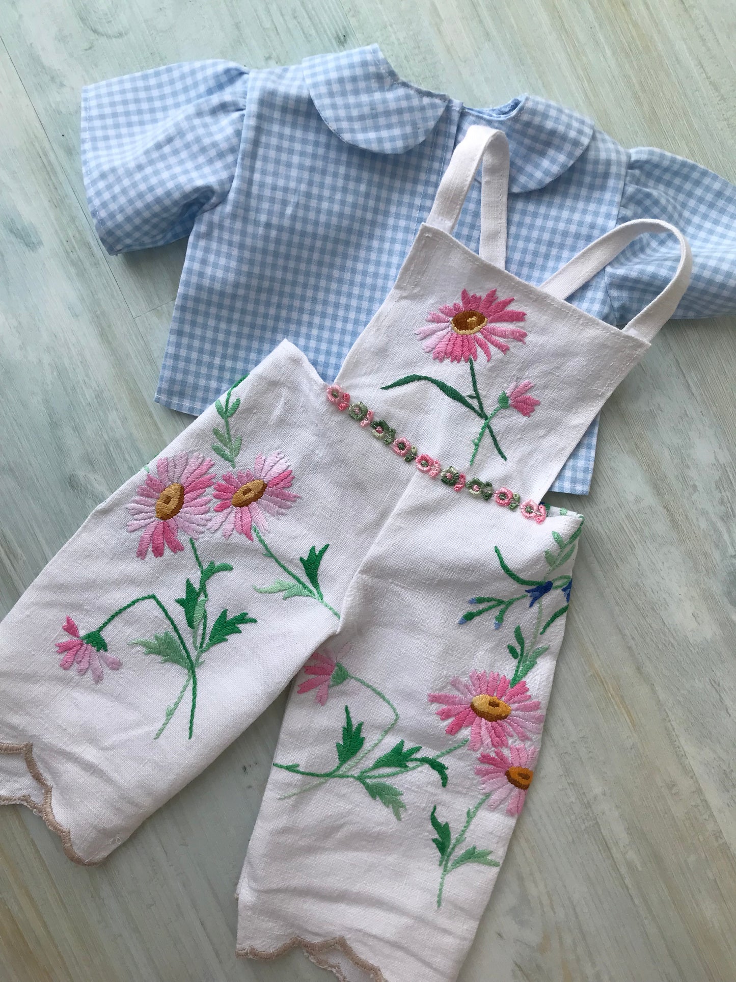 Dolls Dungarees and Blouse Set