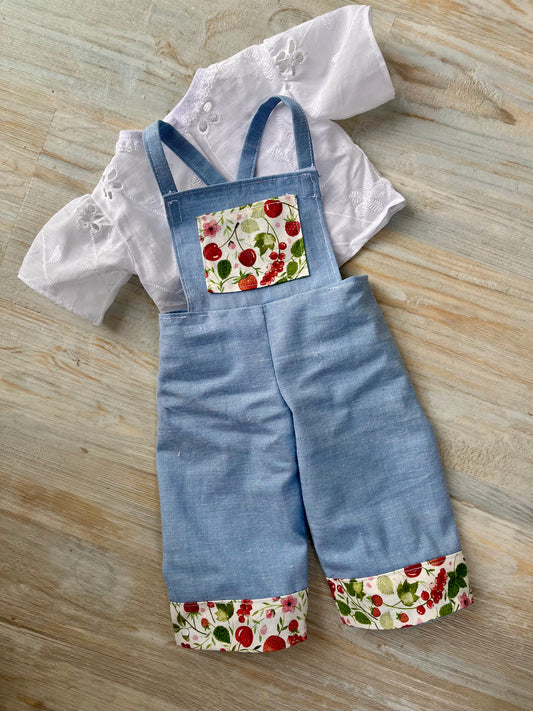 Doll Clothes, Dolls Dungarees and Blouse Set