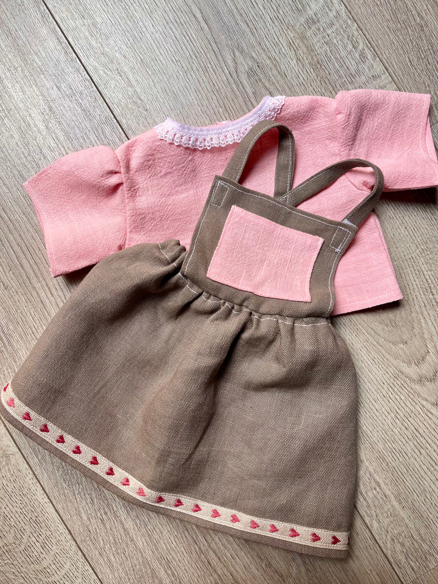 Dolls Bibbed Skirt and Blouse Set