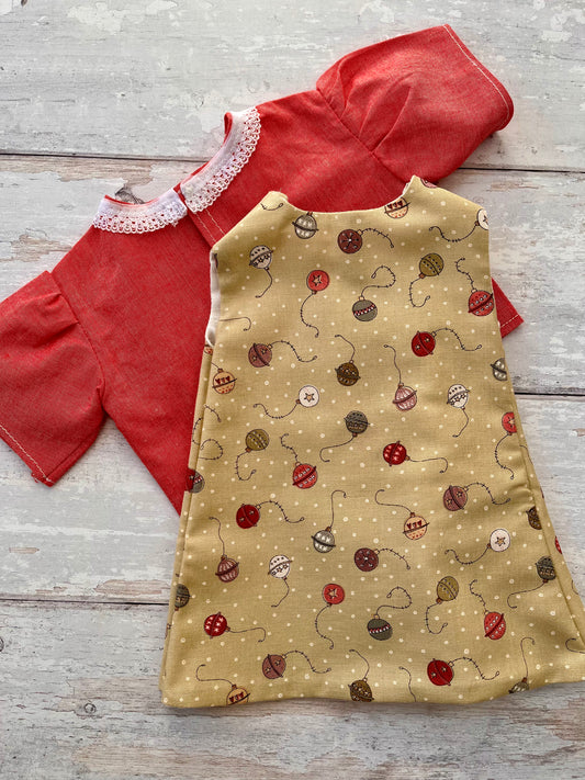 Dolls Pinafore and Blouse Set