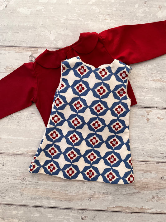 Dolls Pinafore and Blouse Set