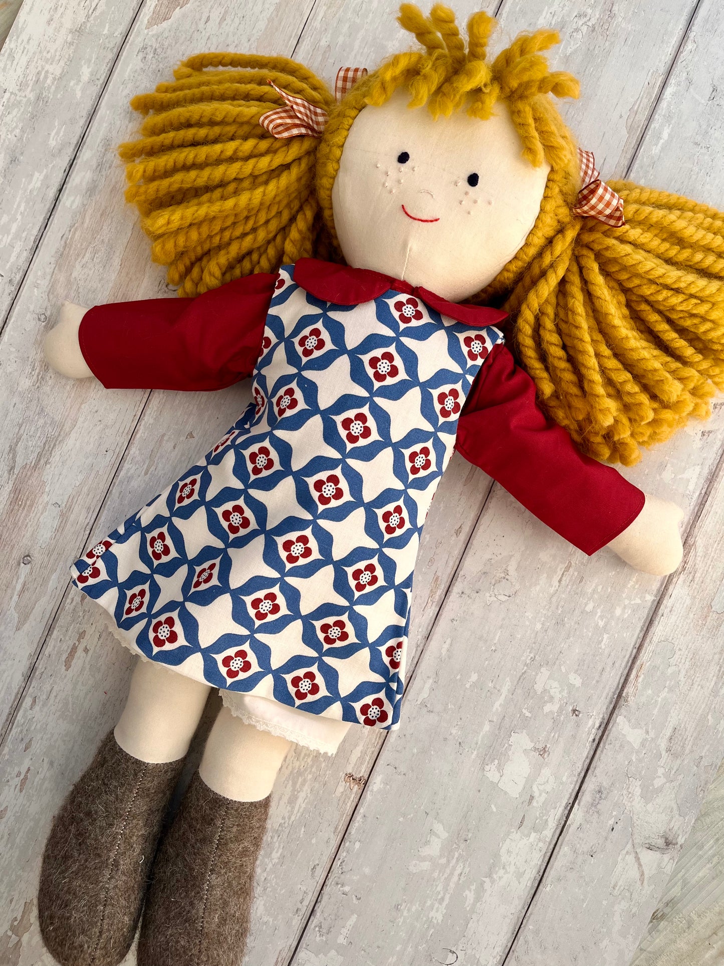 Dolls Pinafore and Blouse Set