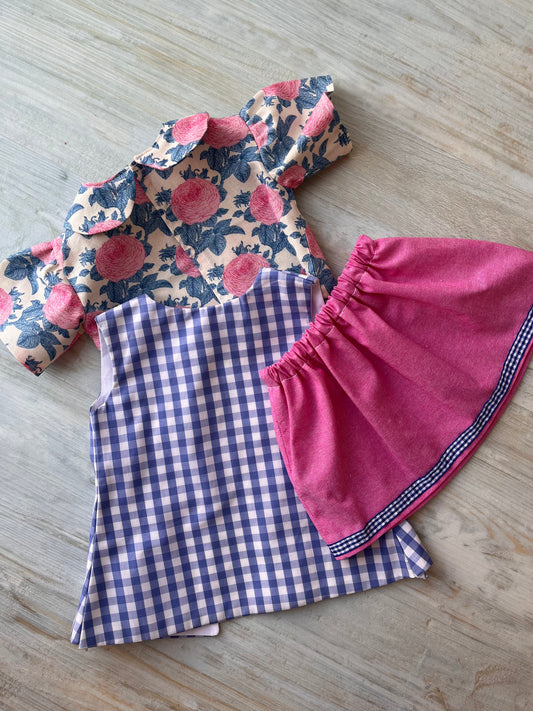 Dolls Blouse, Pinafore, and Skirt Set