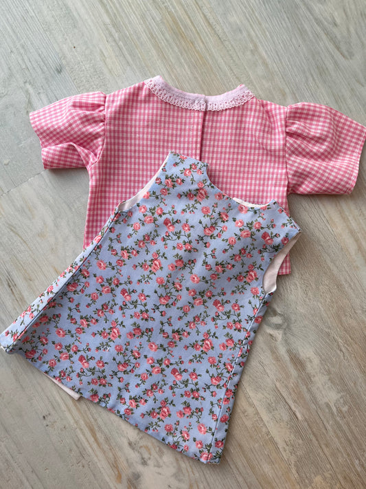 Dolls Pinafore and Blouse Set