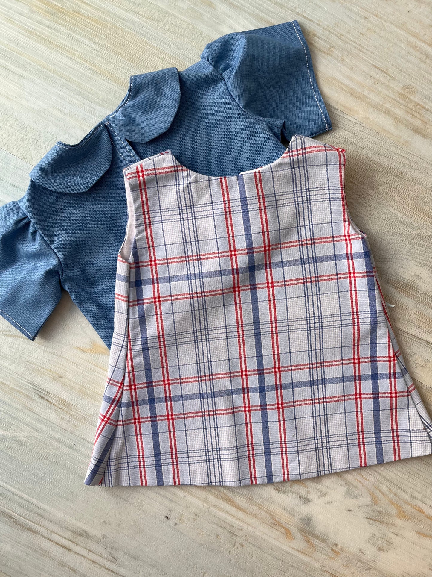 Dolls Pinafore and Blouse Set