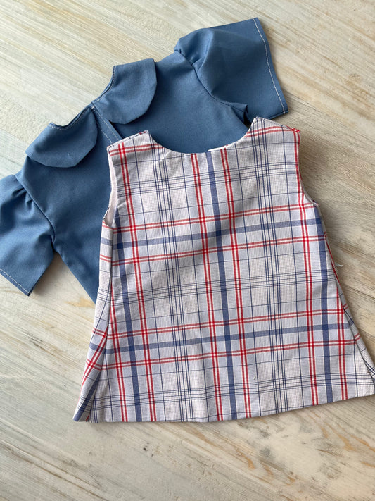 Dolls Pinafore and Blouse Set
