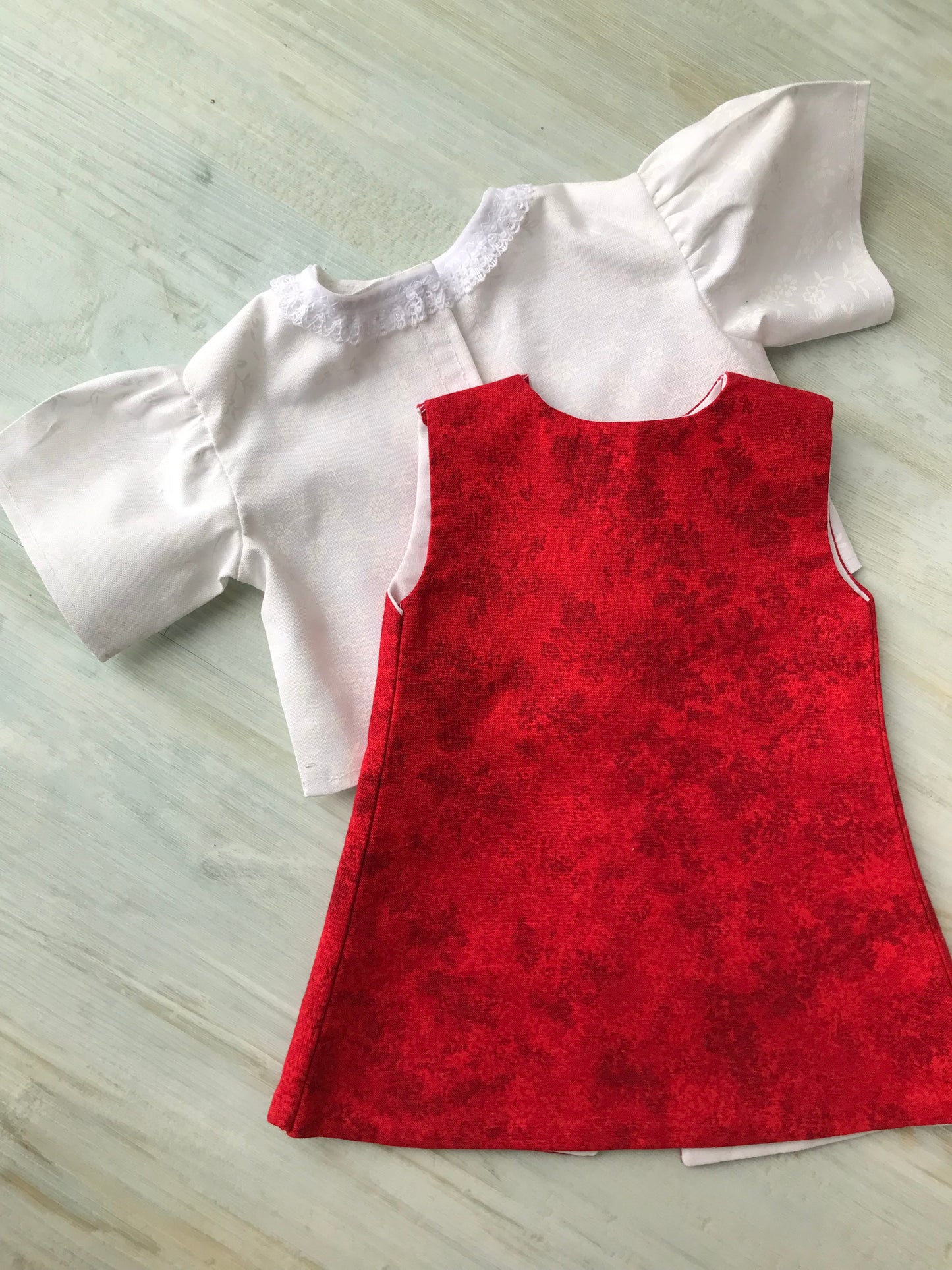 Dolls Pinafore and Blouse Set