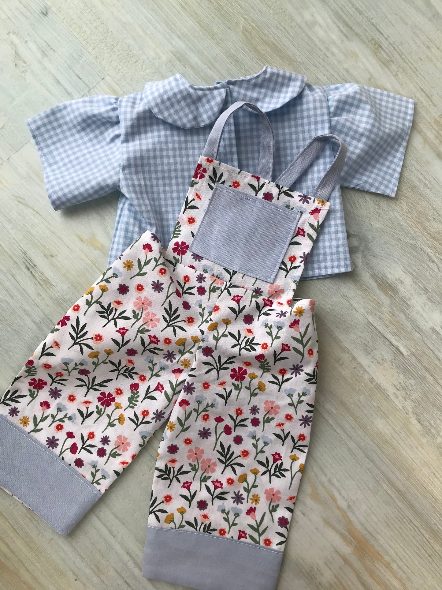 Dolls Dungarees and Blouse Set
