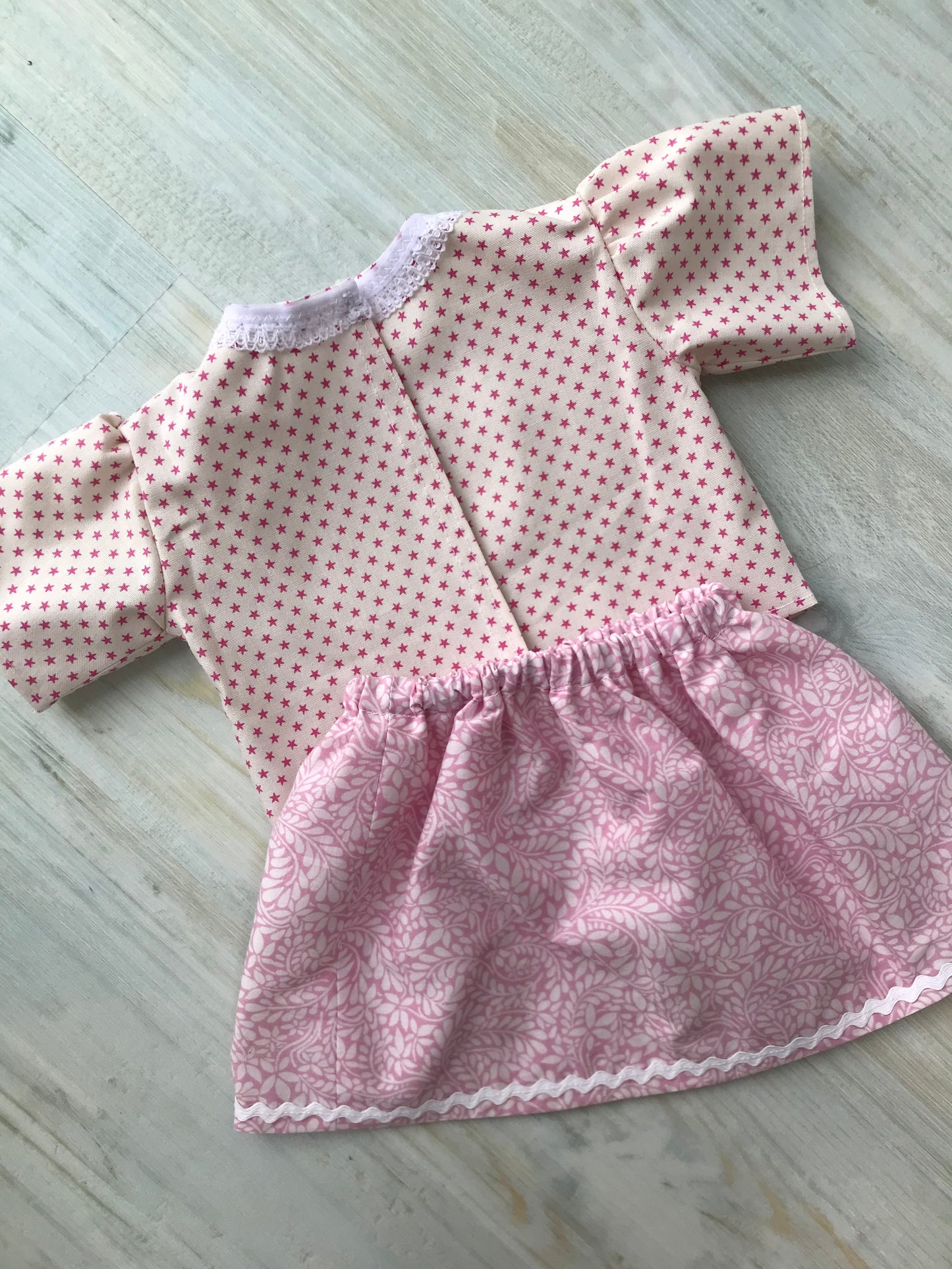 Dolls Blouse, Pinafore, and Skirt Set