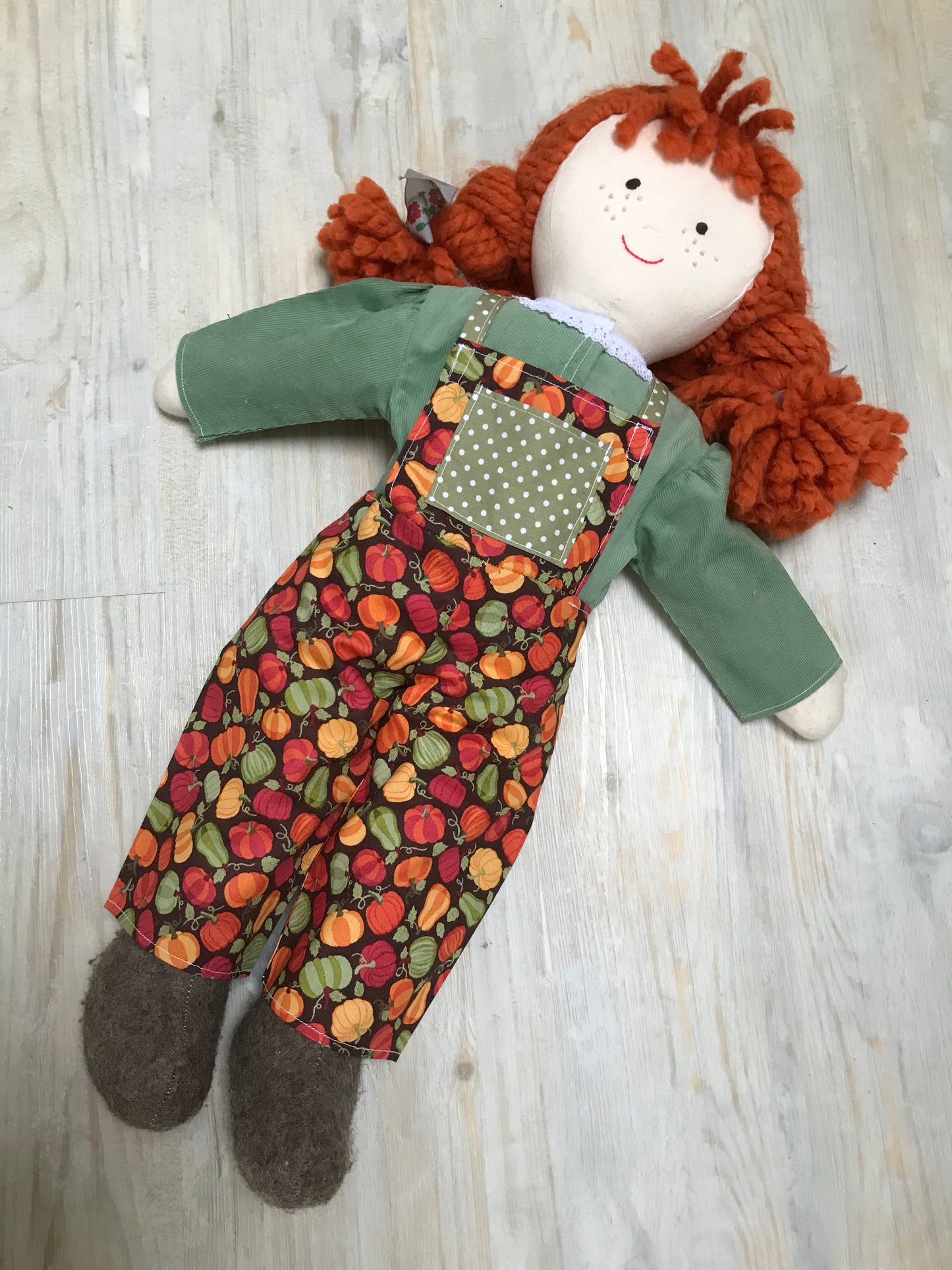 Dolls Pumpkin Dungarees and Blouse Set