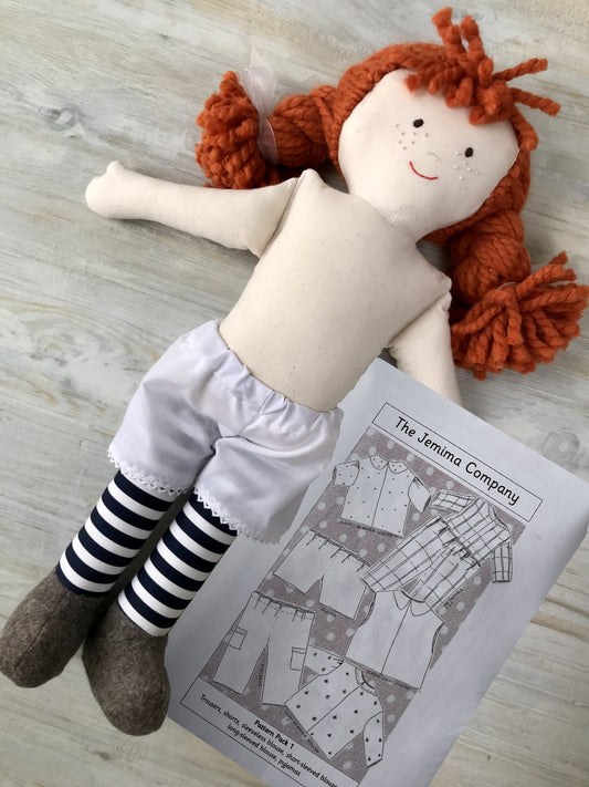 Undressed Dolls and Sewing Patterns - Emily, Striped Legs